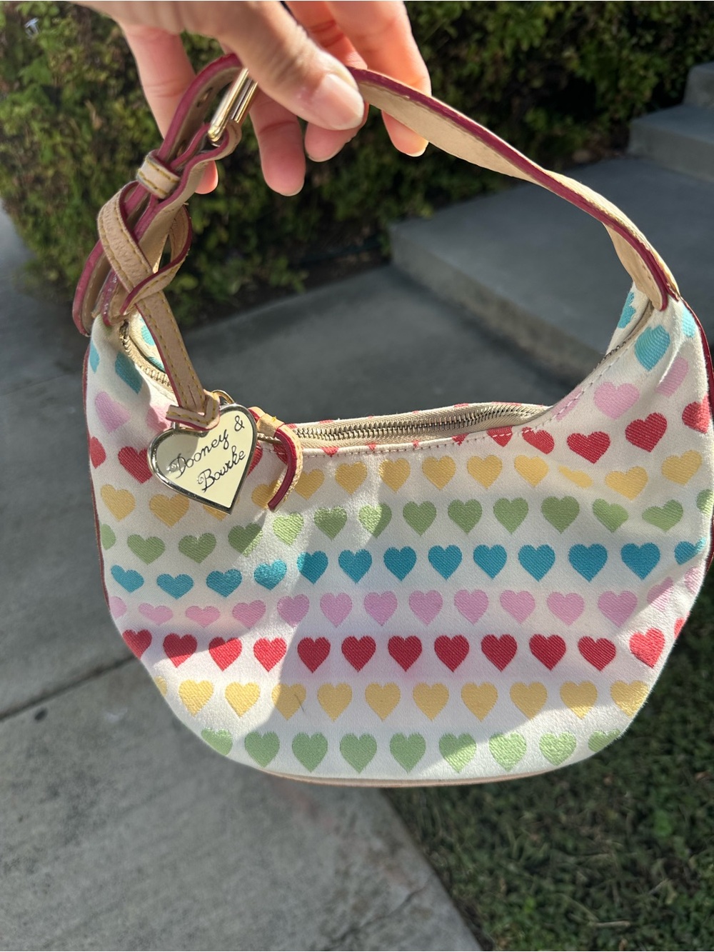 Dooney & Bourke Multicolor Heart Print Mini Hobo Bag